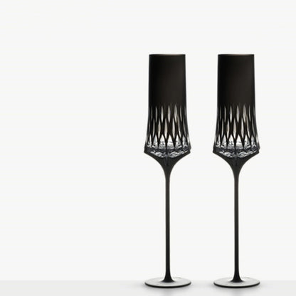 MU16 Black Cupid Champagne Flutes Wedding Gift Crystal Goblet Gift Box - Goglasscup
