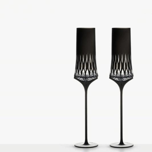 MU16 Black Cupid Champagne Flutes Wedding Gift Crystal Goblet Gift Box - Goglasscup