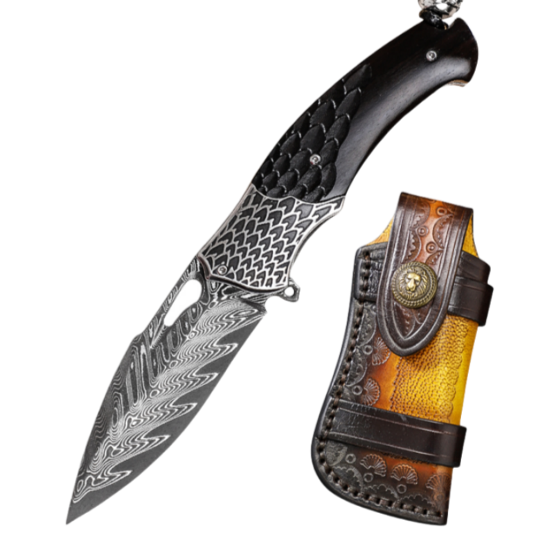 Folding Knife | Damascus Steel | Hand Forged | Desert Eagle