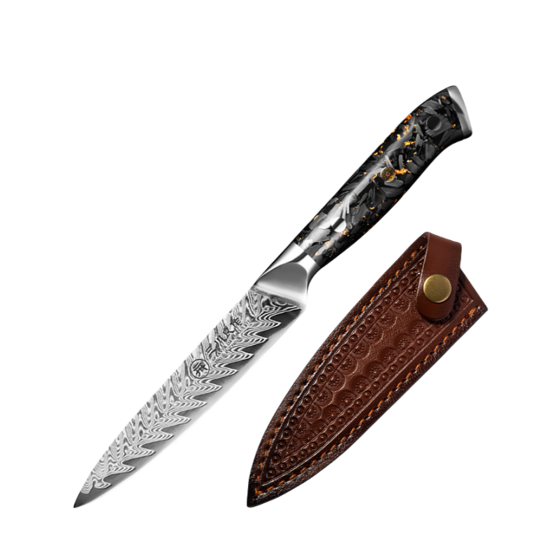 Damascus Steel Paring Knife- Gold Foil