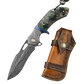Feather Pattern Damascus Steel Folding Knife-Navigator