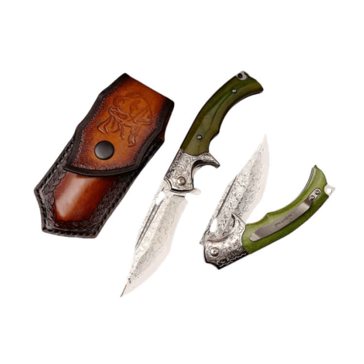 Damascus Steel Folding Knife- Japanese VG10 - Tengu