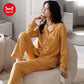 Winter Women's Pajamas Set Cotton Loungewear Female Sexy Orange Ladies Turn-down Collar Sleepwear Loose Long-sleeve Pajama