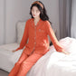 Winter Women's Pajamas Set Cotton Loungewear Female Sexy Orange Ladies Turn-down Collar Sleepwear Loose Long-sleeve Pajama