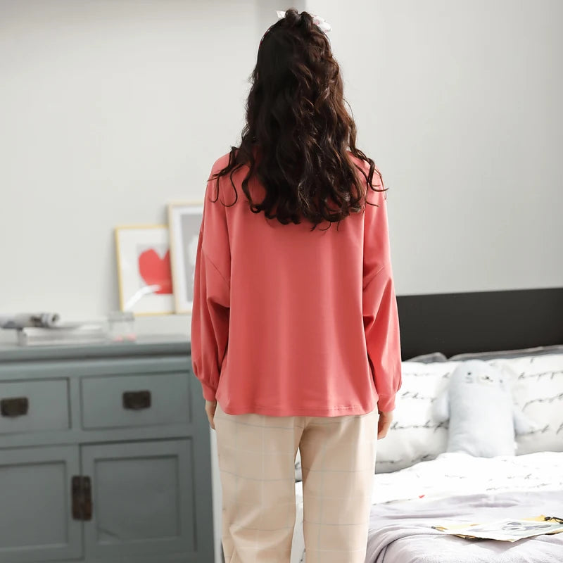 Cute Pajamas for Women Warm Winter Cartoon Prints Pajama Sets Fashion Loose Sleepwear Homewear Long Sleeve Clothes