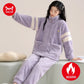 Winter Zipper Women Pajamas Set Flannel Warm Sleepwear Thicken Soft Coral Fleece Loungewear Cute Cartoon Bear Girl Pyjamas