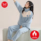 Flannel Winter Women's Pajamas Set Warm Coral Fleece Zipper Ladies Loungewear Cute Bunny Girl Sleepwear Loose Home Suits