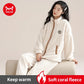 Winter Zipper Women Pajamas Set Flannel Warm Sleepwear Thicken Soft Coral Fleece Loungewear Cute Cartoon Bear Girl Pyjamas