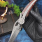 Damascus Steel Feather Pattern Folding Knife High Hardness